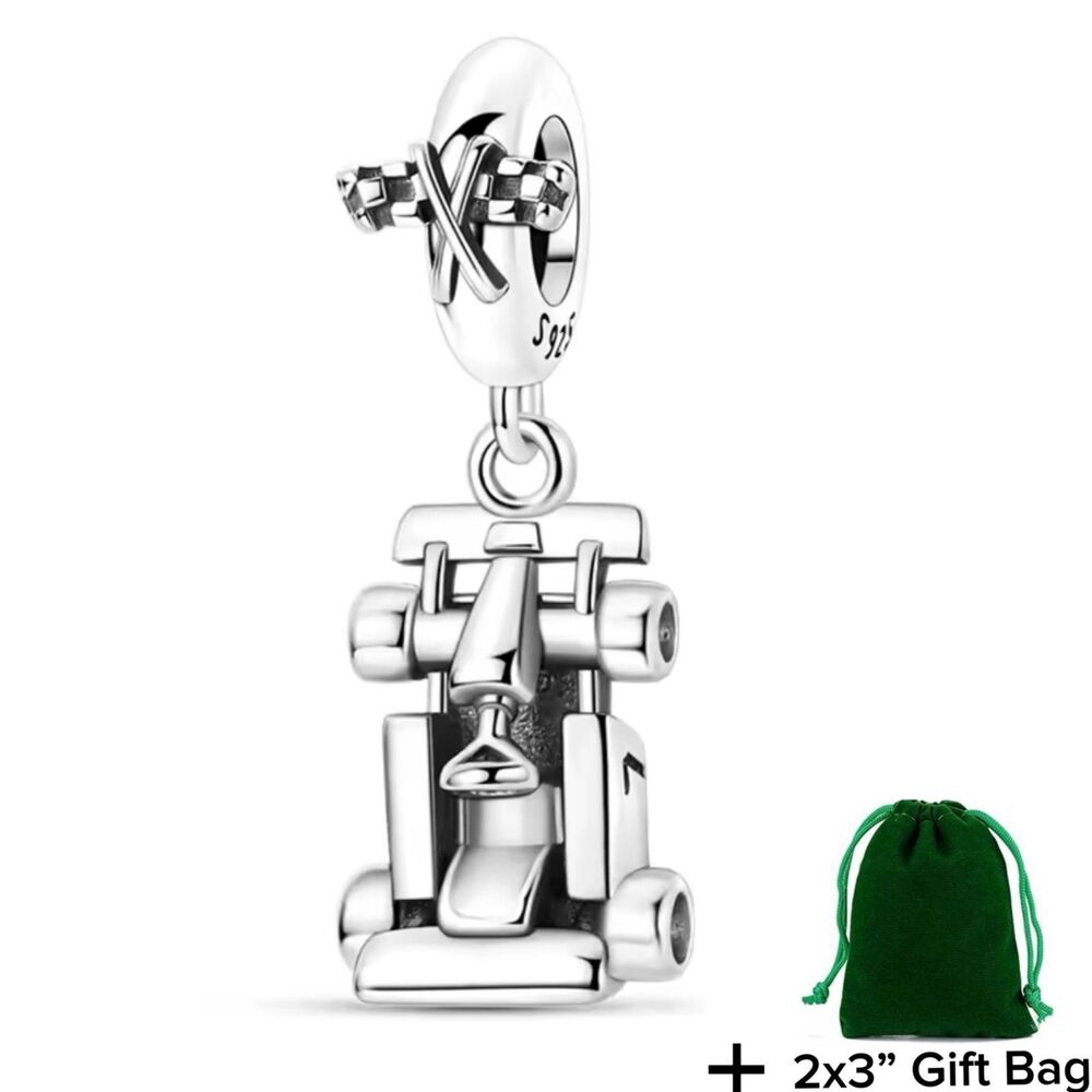 Racing Cars Dangle Charm | 925 Silver | Brand New